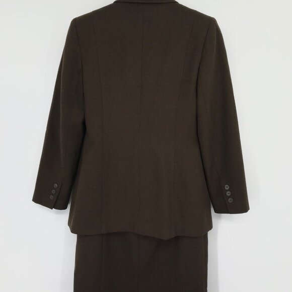 Harve Benard Women's Wool Skirt Suit Set Brown blazer jacket Size 10  40M - Picture 2 of 10